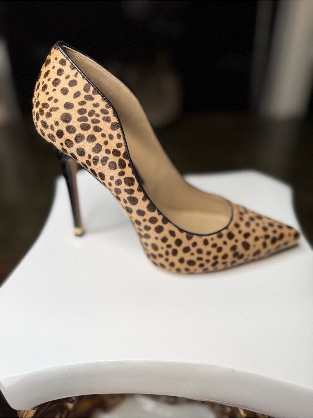 Michael Kors Collection Leopard Print Calf Hair Pointed Toe Heels Size 38 - Picture 5 of 9